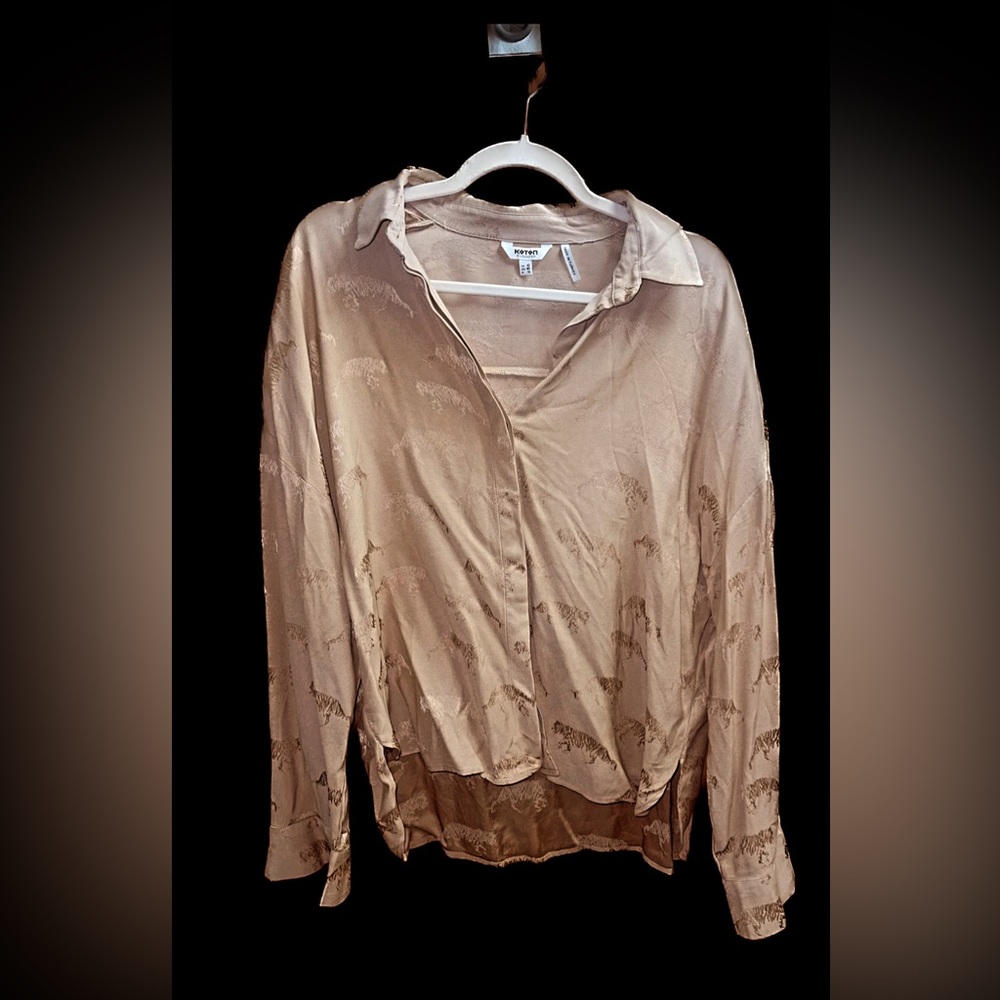 Koton size M tiger print shiny button up